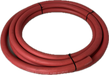 A coiled red rubber hose with black ties, labeled Scintex Pump Discharge Hose 1" W.P. 300 PSI along its length, perfect for multi-purpose use.